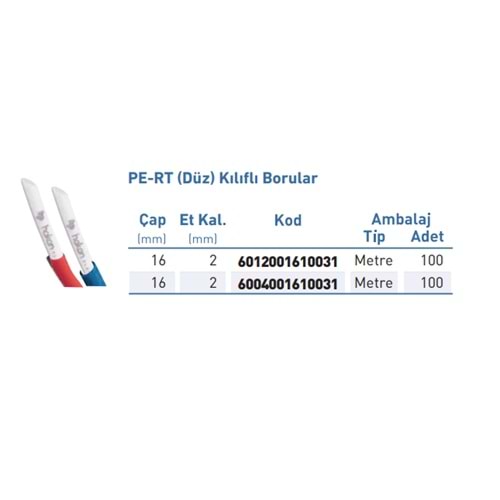Pe-RT Boru Mavi Kilif d16x2x100m
