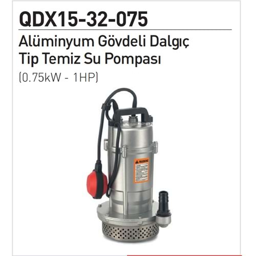 RAINPUMP DALGIÇ POMPASI TEMİZ SU QDX1.5-32-0.75 TİP