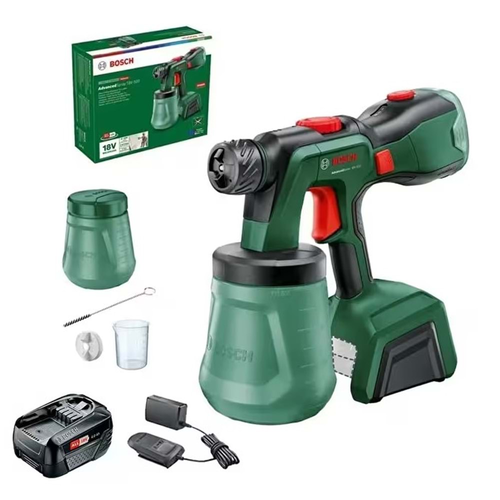 BOSCH AKÜLÜ BOYA TABANCASI AdvancedSpray 18V-500 ( 1x4,0Ah)