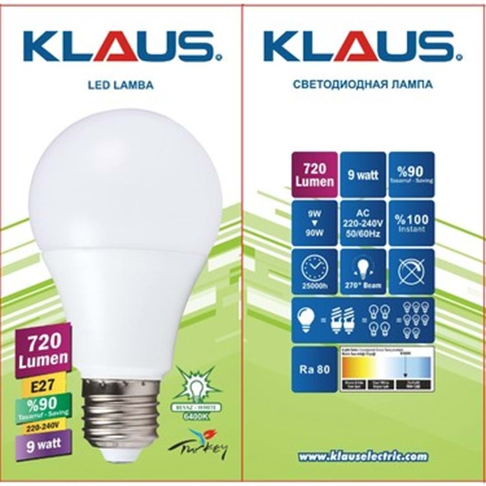 LED AMPUL 9 W KLAUS