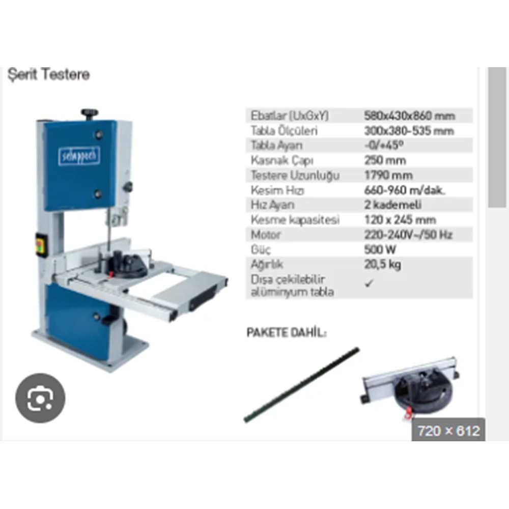 SCHEPPACH D HBS261 SERIT TESTERE MAKINASI