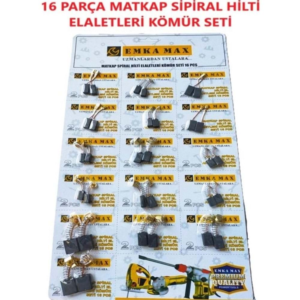 EMKA EL ALETI KÖMÜR SETI MATKAP ISPIRAL KÖMÜRÜ 16 PARÇA