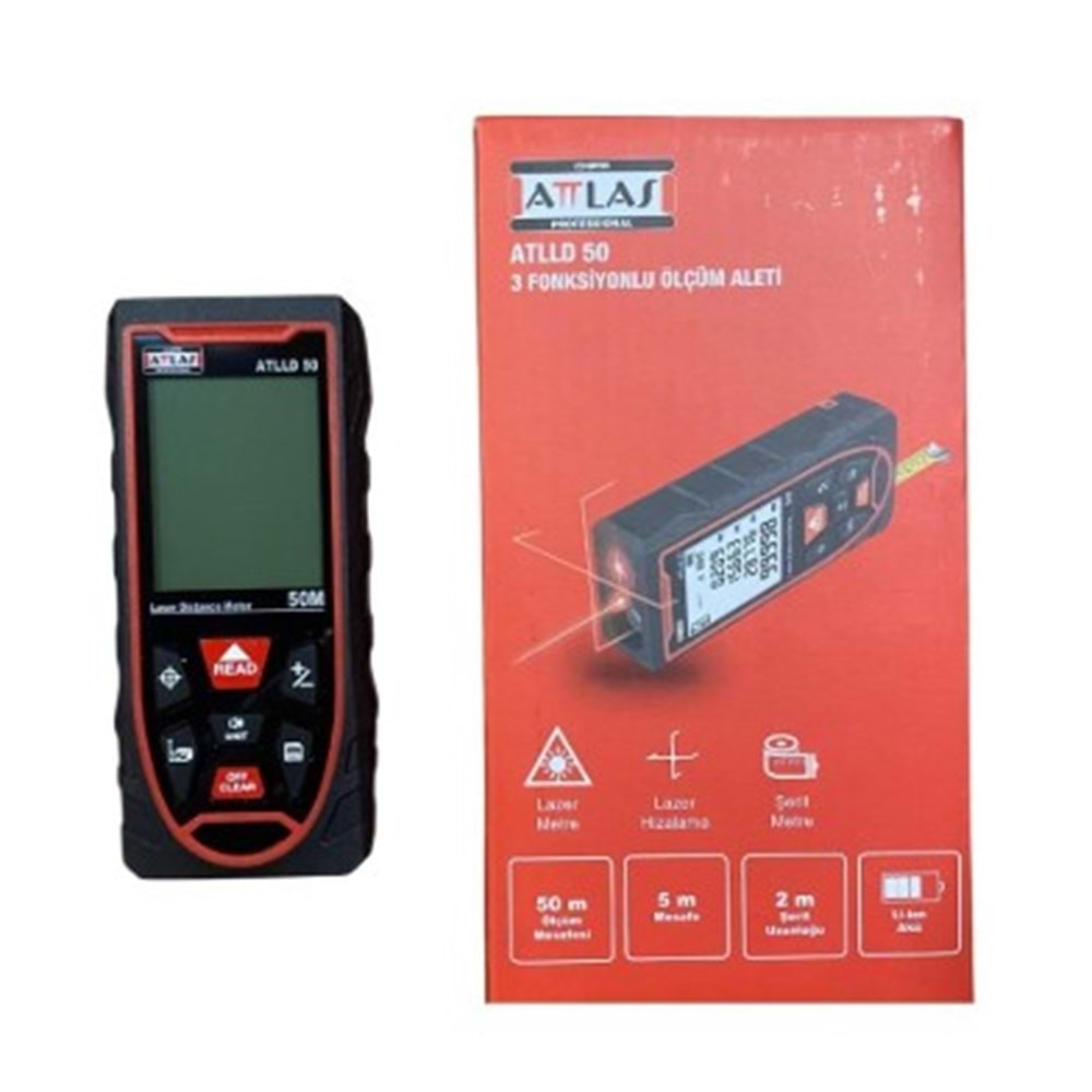 ATTLAS LAZER METRE 50 M 3 FOKSIYONLU ATLLD 50