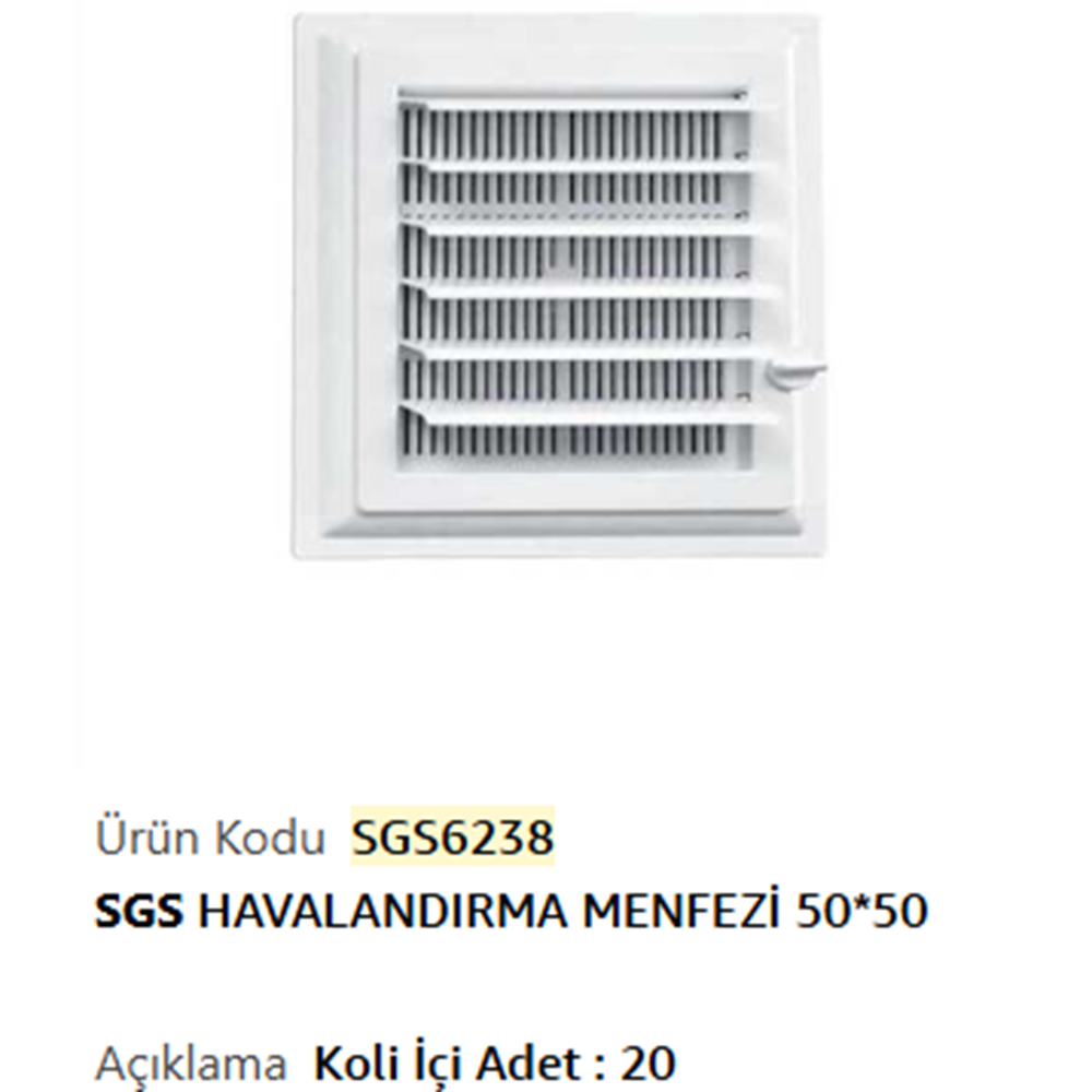 SGS HAVALANDIRMA MENFEZ KAPAGI 50*50 SGS6238