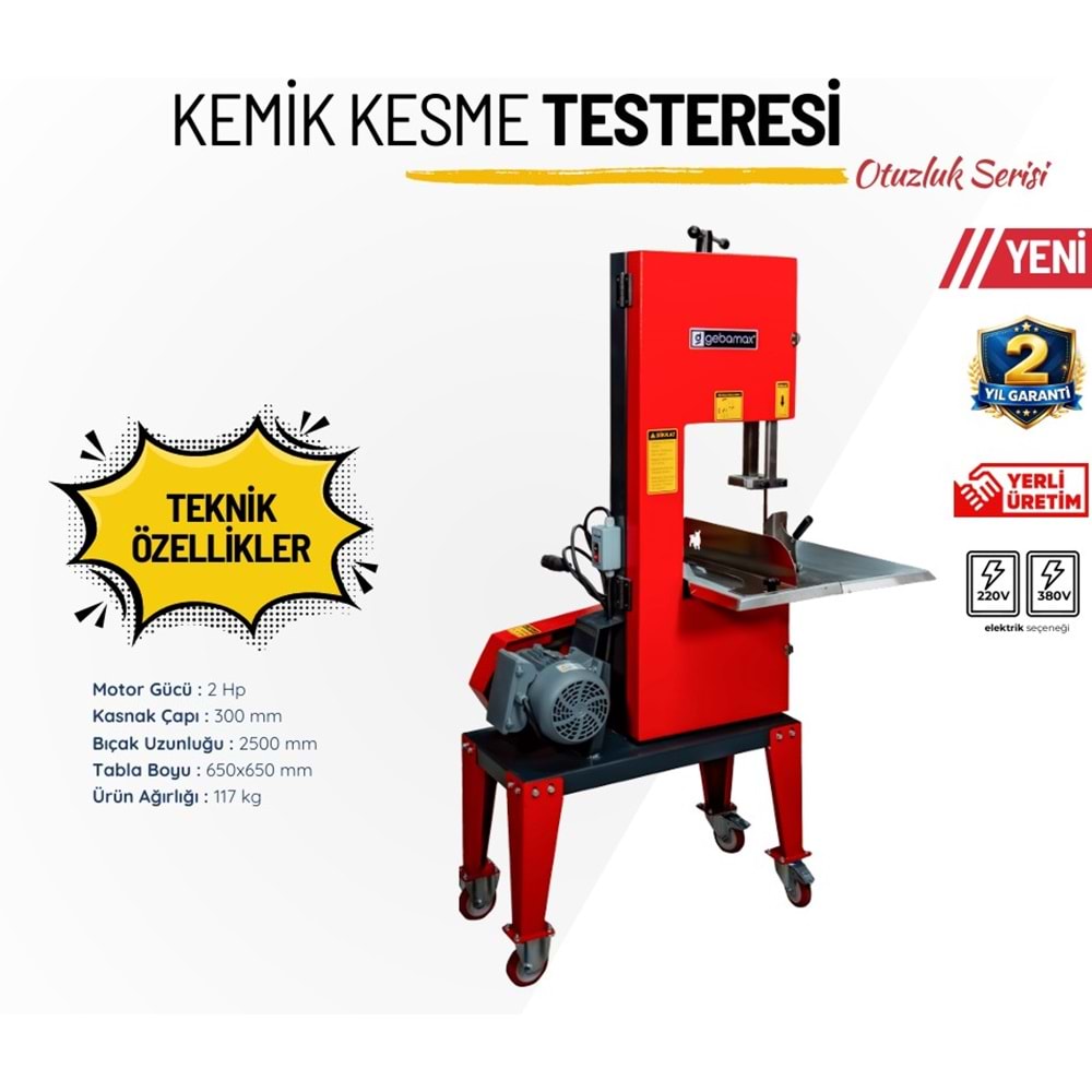 GEBAMAX ET VE KEMIK KESME MAKINESI 2 HP 220 VOLT BMT30220