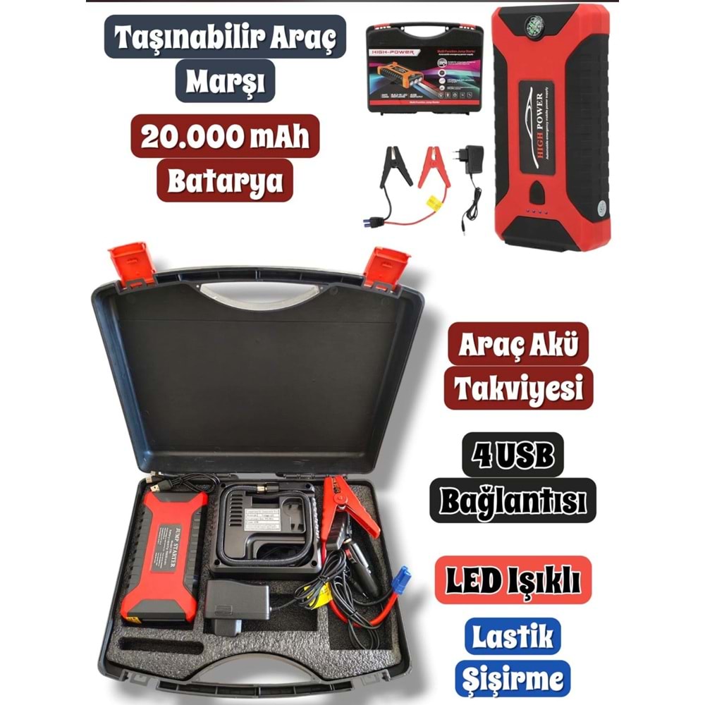 AKÜ TAKVIYE VE LASTIK SISIRME CIHAZI 20.000 mah