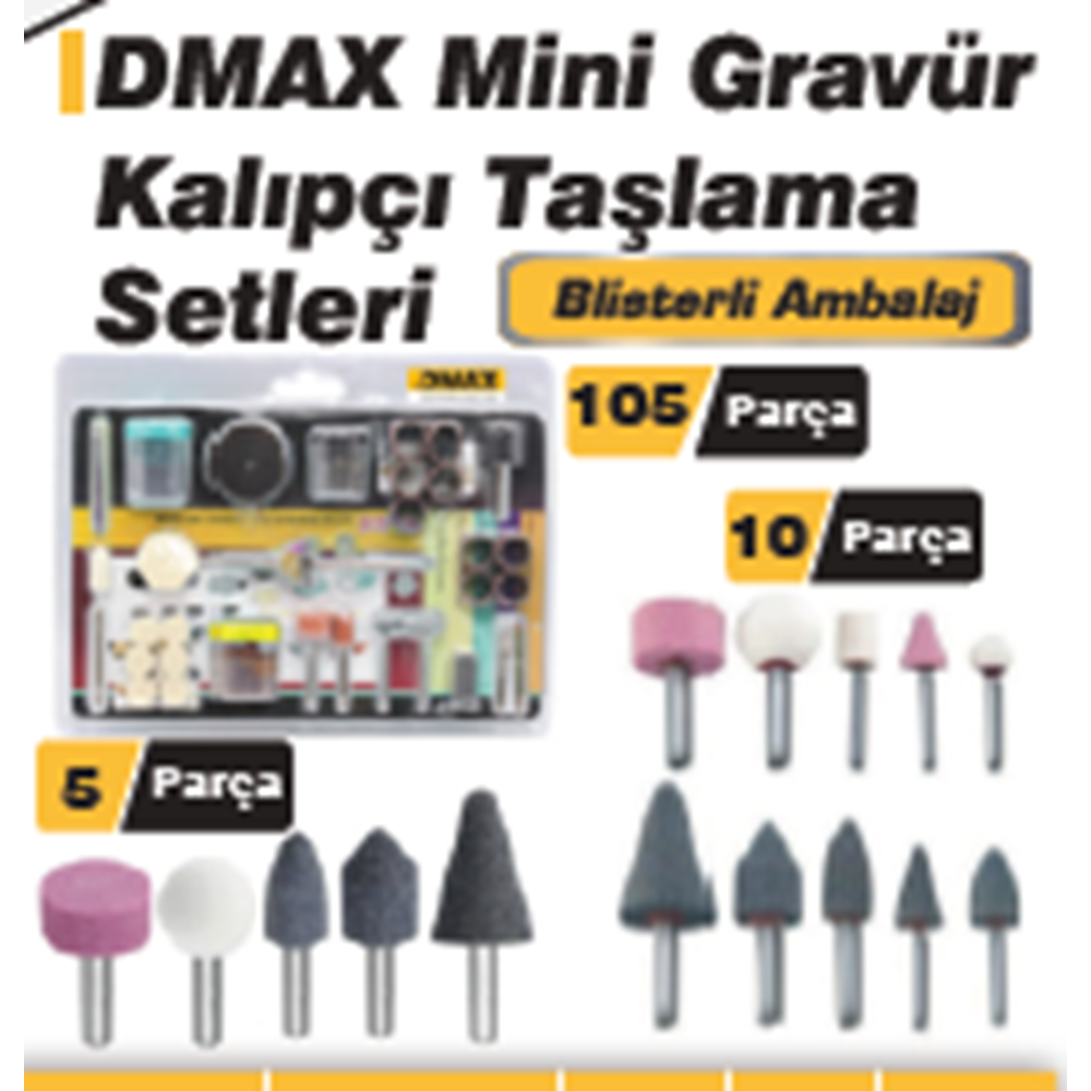 MINI GRAVÜR KALIPCI TASLAMA SETI 10 PARÇA DMAX-4135