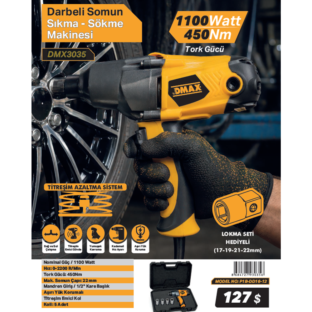DMAX DARBELI SOMUN SIKMA MAKINESI 1100W P1B-DD16-12 DMX3035