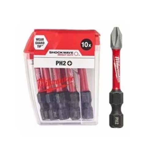 MILWAUKEE BITS UÇ PH2 50mm 10'LU PAKET SHOCKWAVE T4932430855