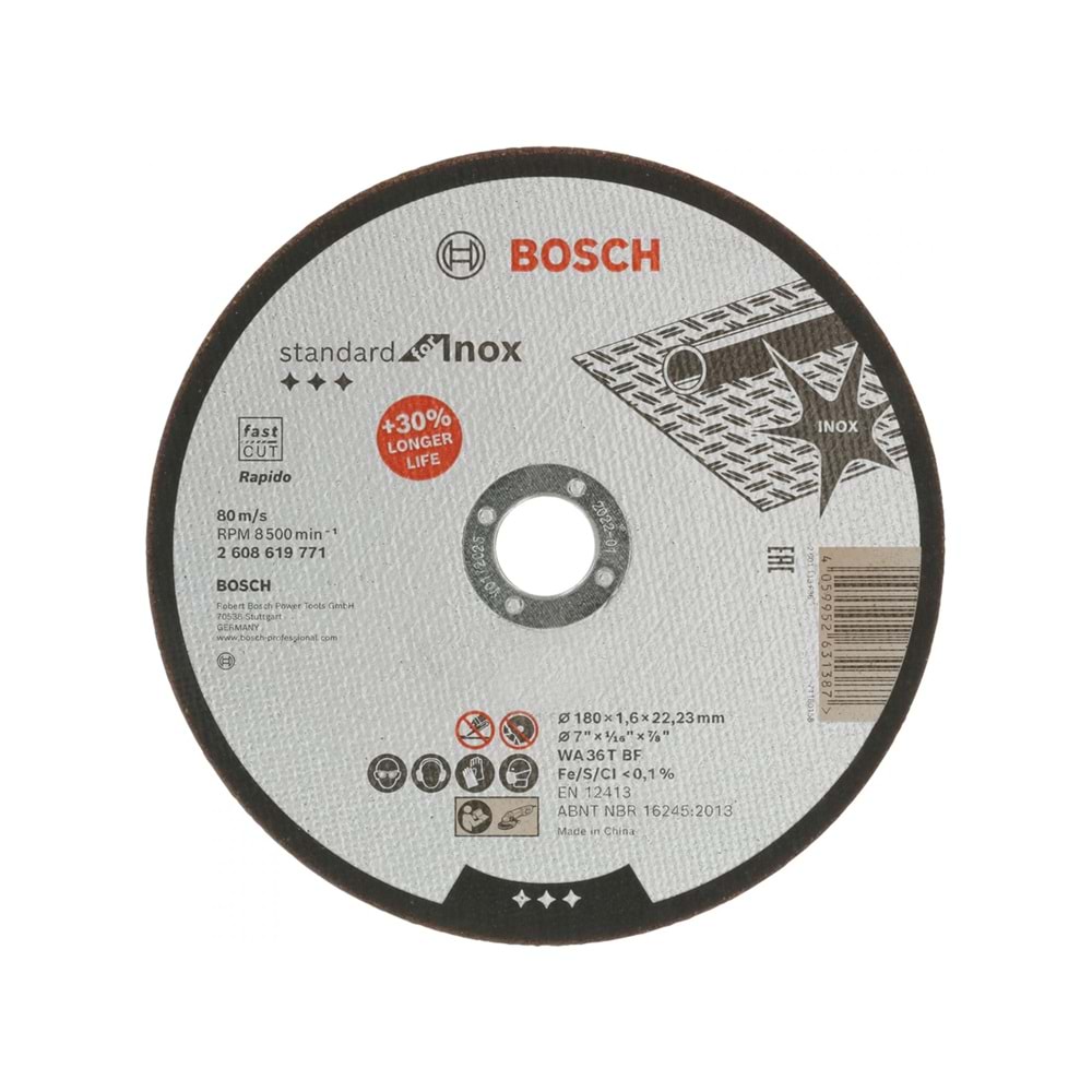 BOSCH METAL KESME TASI SDInox Rap. 180*1,60