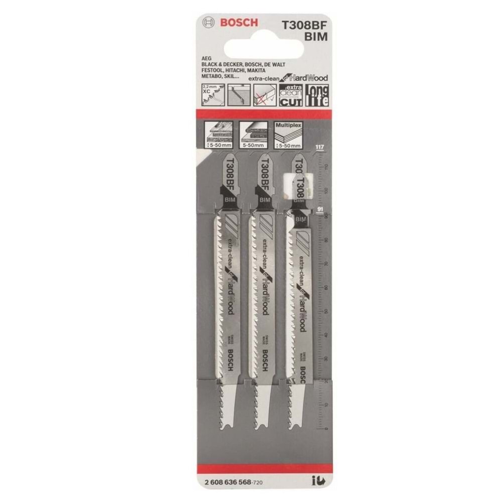 BOSCH DEKUPAJ BIÇAGI AHSAP ExCleanHardW T308BF 3'lü