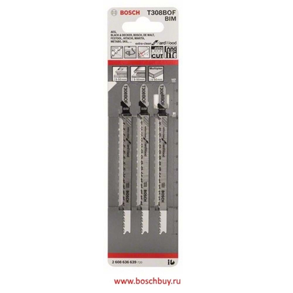 BOSCH DEKUPAJ BIÇAGI AHSAP ExCleanHardW T308BOF 3'lü
