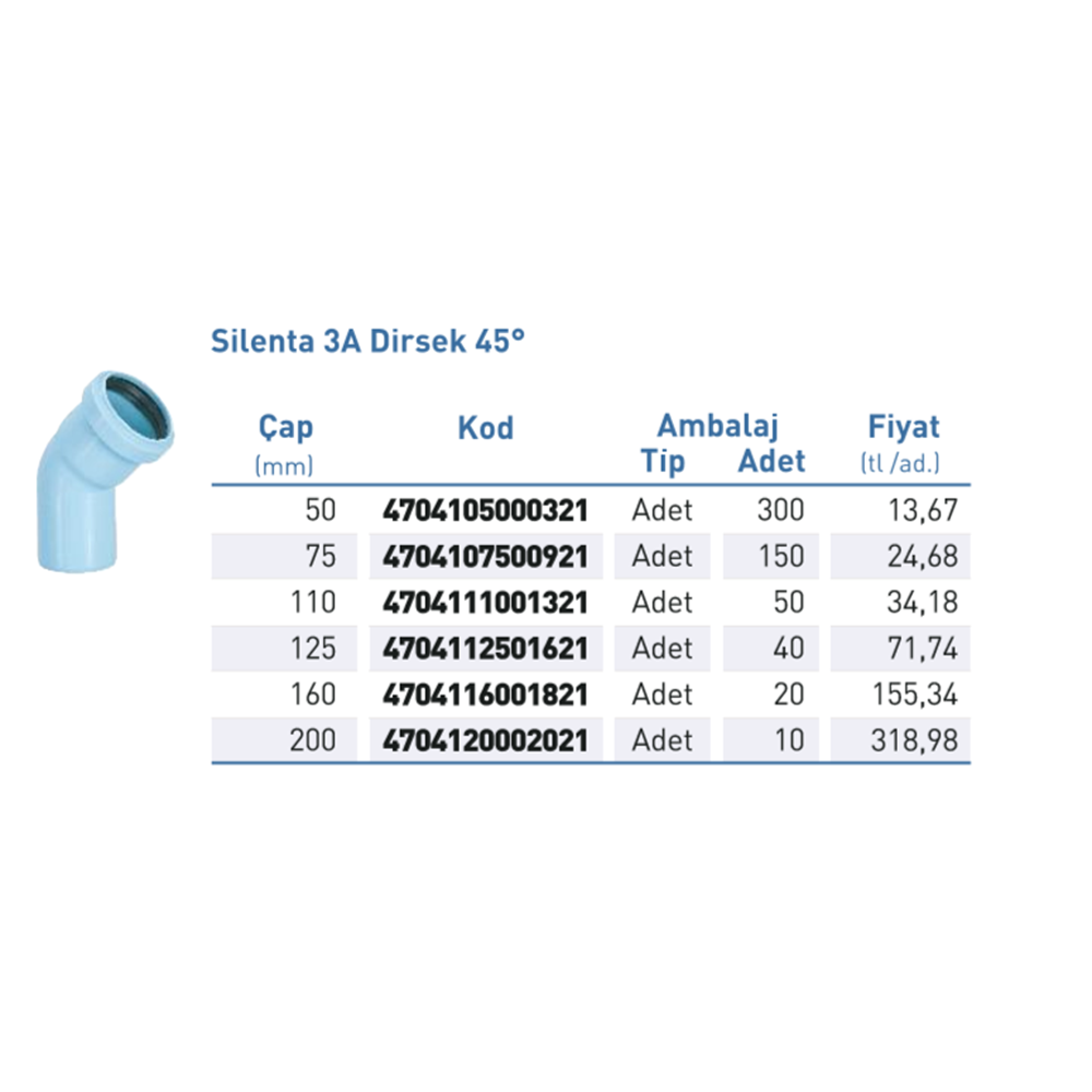 Silenta Dirsek PPB Sil.3A 45° d200